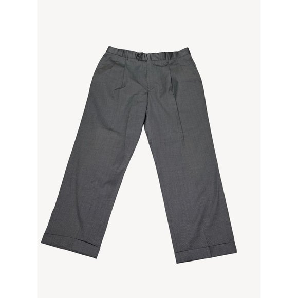JoS. A. Banks Pants Mens 36 Reg Pinstripe Gunmetal Grey Pleats Wool Dress Work - Picture 3 of 16